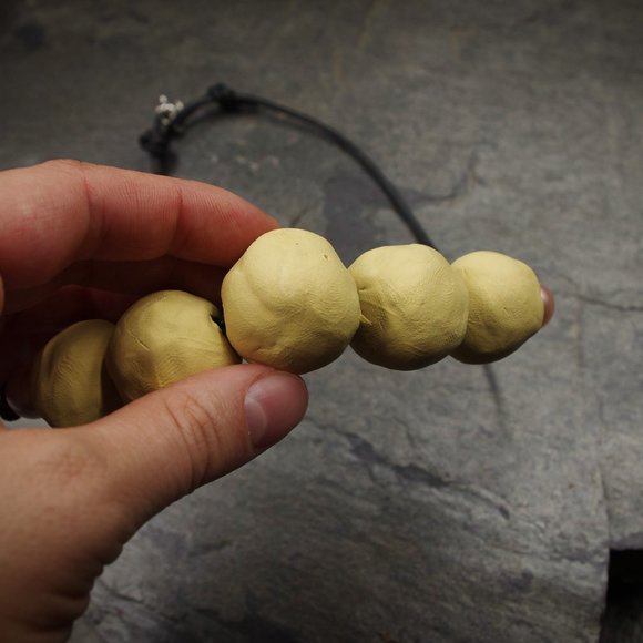 Yellow Statement Necklace with Big Round Handmade Beads - OOAK - Picture 6 of 6